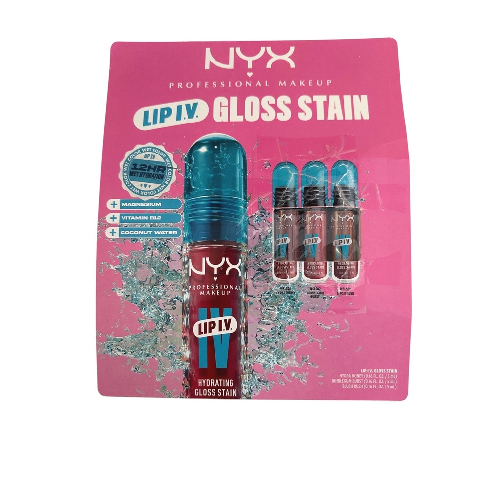 NYX Multicolor Lip‎ I.V. Hydrating Gloss Stain Set 3 Pack 0.16oz Each